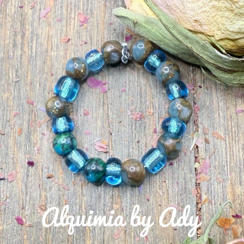 Turquoise beaded bohemian ring band for stacking - Picture 1 of 3